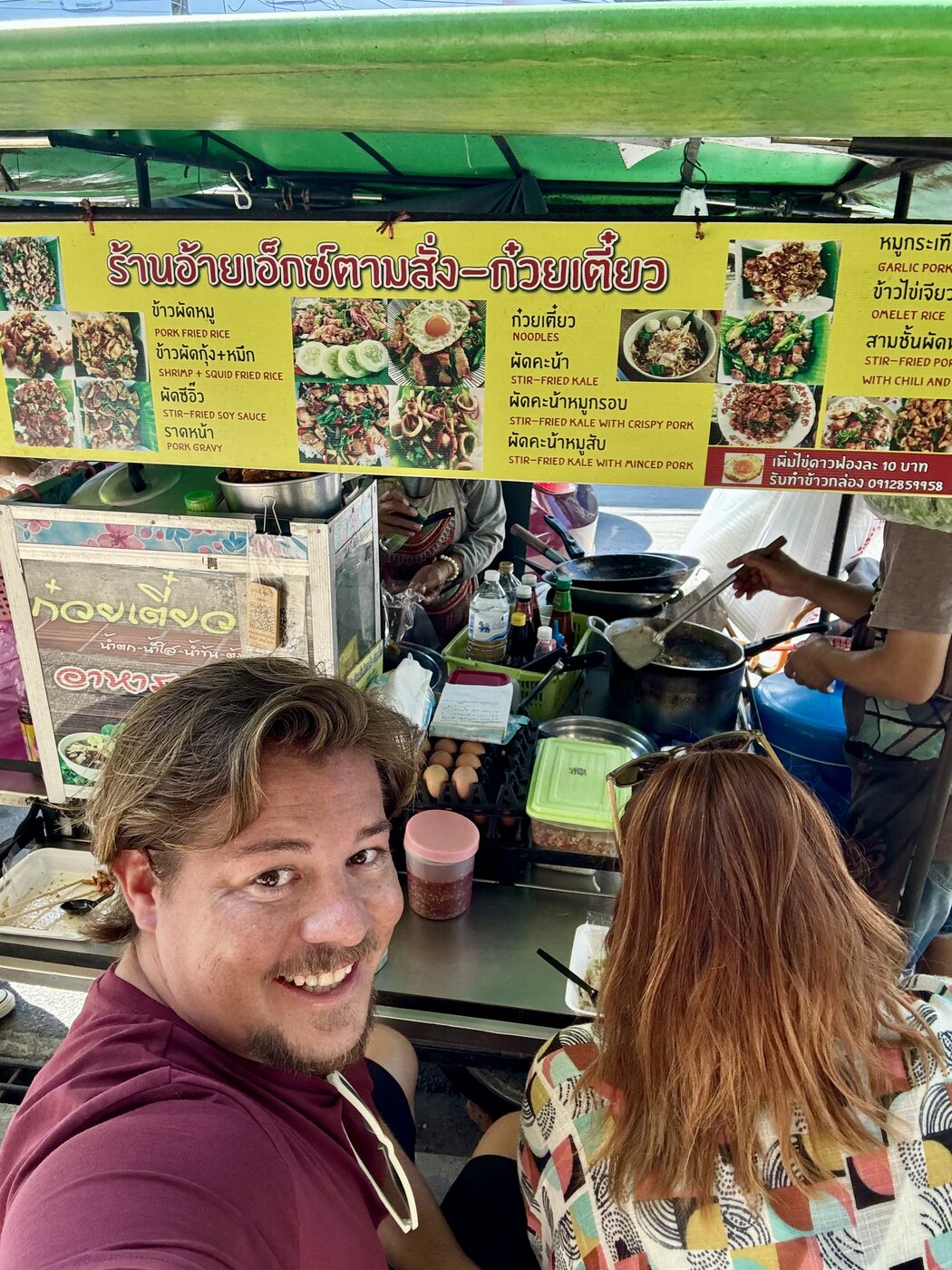Jesse and Karlee at a street food stall in Chiang Mai